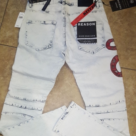 New Snake Denim Biker Jeans 34w - Picture 6 of 8
